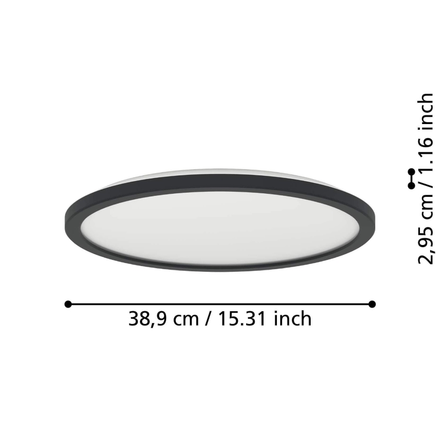 Eglo - LED Ściemnialny plafon łazienkowy LED/18,5W/230V 2700-6500K śr. 38,9 cm IP44 czarny + zdalne sterowanie
