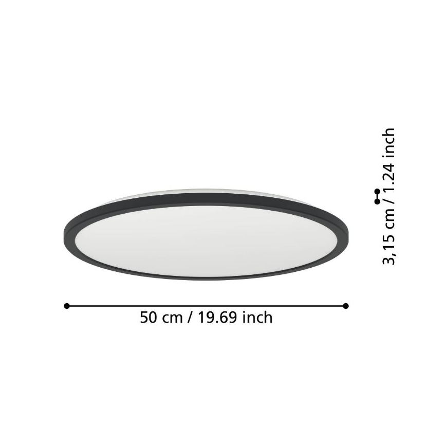 Eglo - LED Ściemnialny plafon łazienkowy LED/16,8W/230V 2700-6500K śr. 50 cm IP44 czarny + zdalne sterowanie