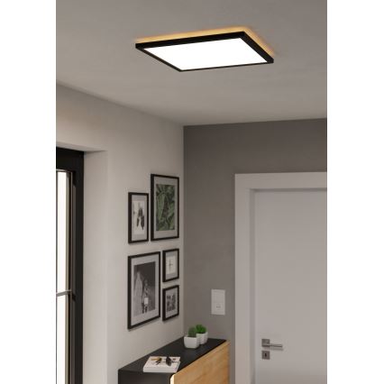 Eglo - LED Ściemnialny plafon łazienkowy LED/17,6W/230V 2700-6500K 39x39 cm IP44 czarny + zdalne sterowanie