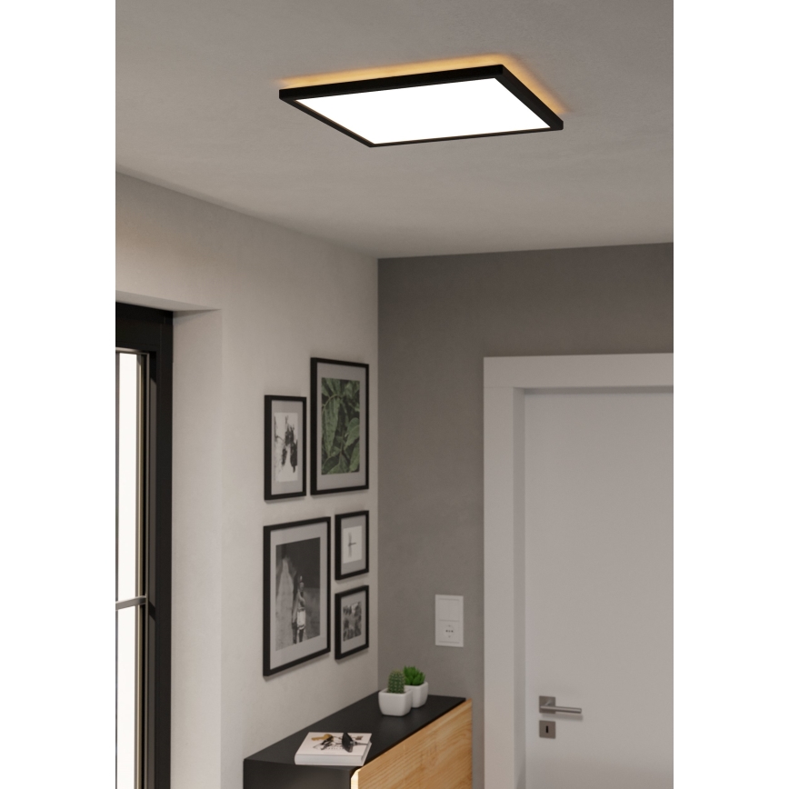 Eglo - LED Ściemnialny plafon łazienkowy LED/17,6W/230V 2700-6500K 39x39 cm IP44 czarny + zdalne sterowanie