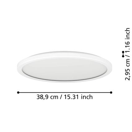 Eglo - LED Ściemnialny plafon łazienkowy LED/18,5W/230V 2700-6500K śr. 38,9 cm IP44 biały + zdalne sterowanie