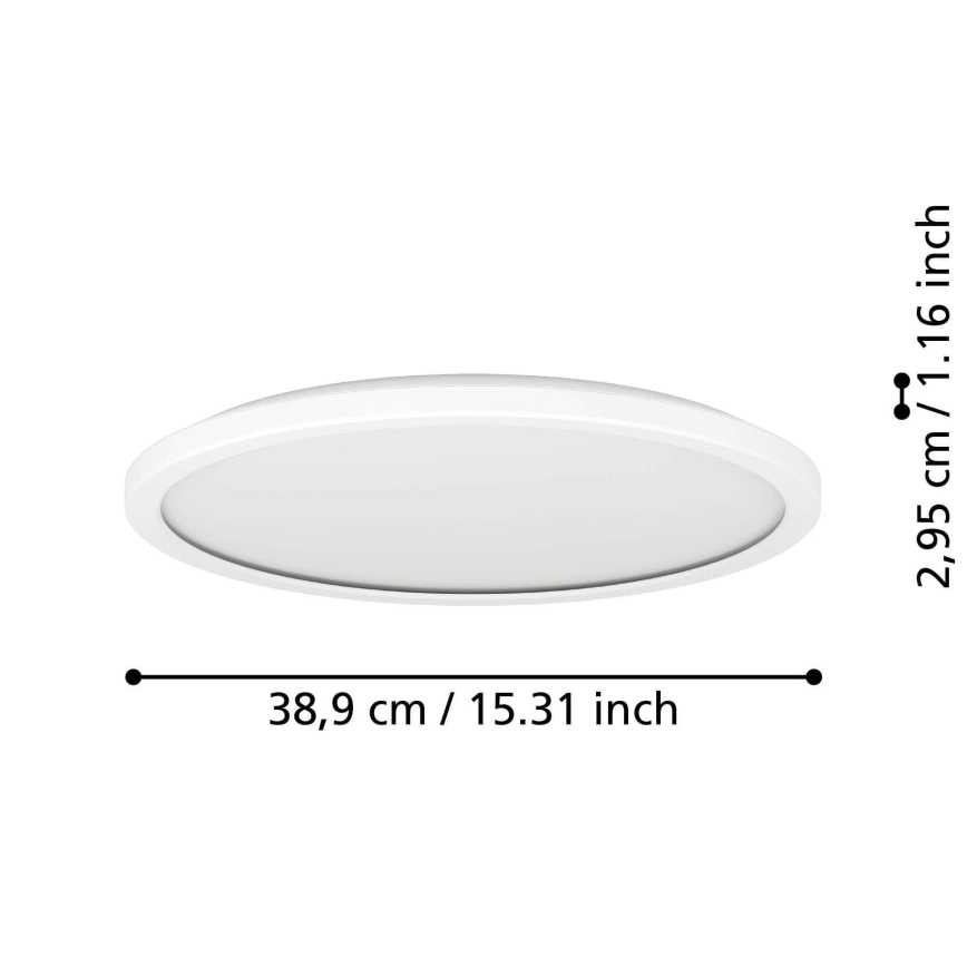Eglo - LED Ściemnialny plafon łazienkowy LED/18,5W/230V 2700-6500K śr. 38,9 cm IP44 biały + zdalne sterowanie