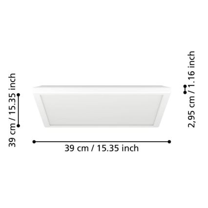 Eglo - LED Ściemnialny plafon łazienkowy LED/17,6W/230V 2700-6500K 39x39 cm IP44 biały + zdalne sterowanie