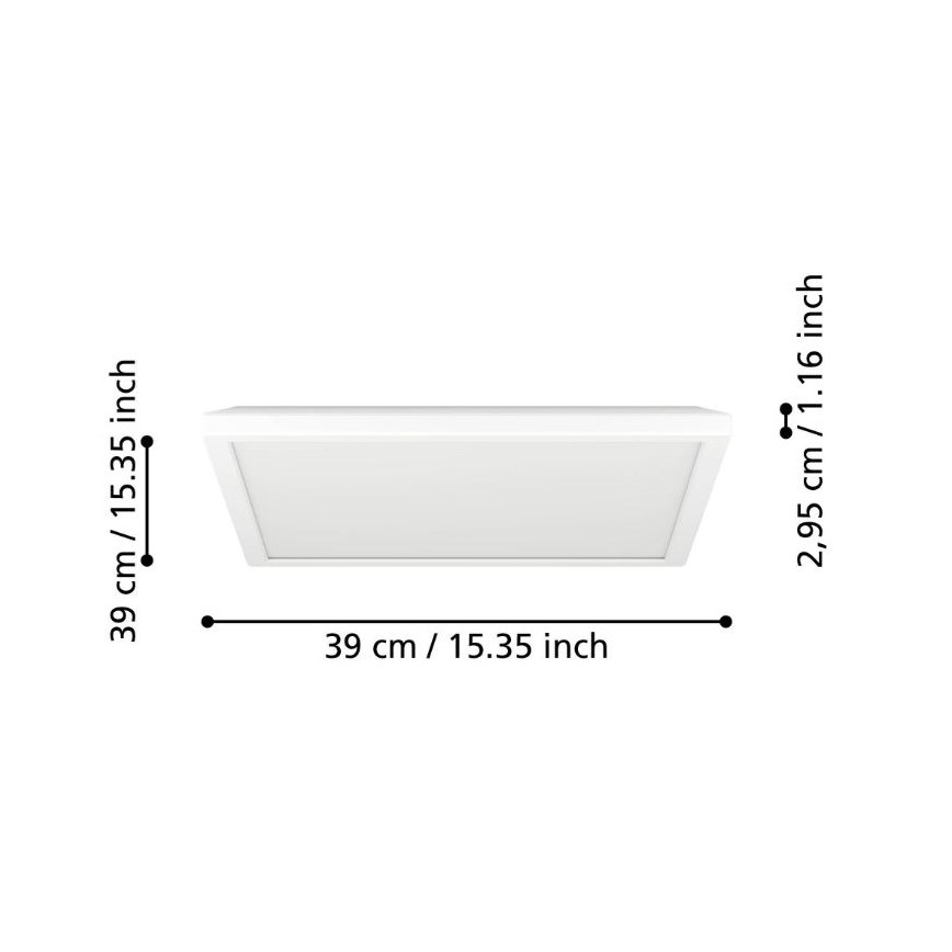 Eglo - LED Ściemnialny plafon łazienkowy LED/17,6W/230V 2700-6500K 39x39 cm IP44 biały + zdalne sterowanie