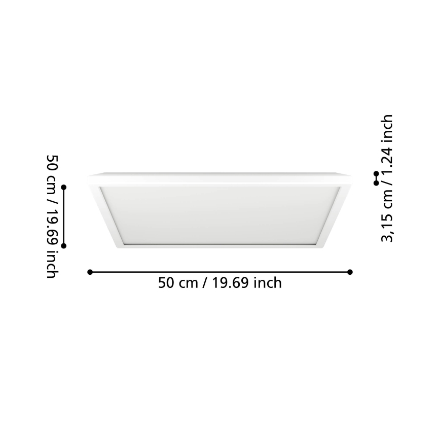 Eglo - LED Ściemnialny plafon łazienkowy LED/17W/230V 2700-6500K 50x50 cm IP44 biały + zdalne sterowanie
