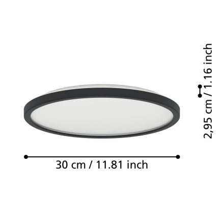 Eglo - LED RGBW Plafon łazienkowy ściemnialny LED/13,9W/230V 2700-6500K śr. 30 cm IP44 czarny ZigBee