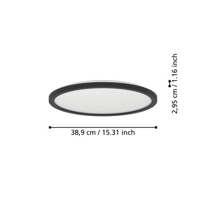 Eglo - LED RGBW Plafon łazienkowy ściemnialny LED/18,5W/230V 2700-6500K pr.38,9cm IP44 czarny ZigBee