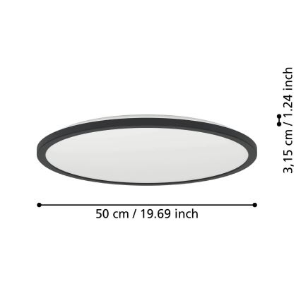 Eglo - LED RGBW Plafon łazienkowy ściemnialny LED/16,8W/230V 2700-6500K śr. 50 cm IP44 czarny ZigBee