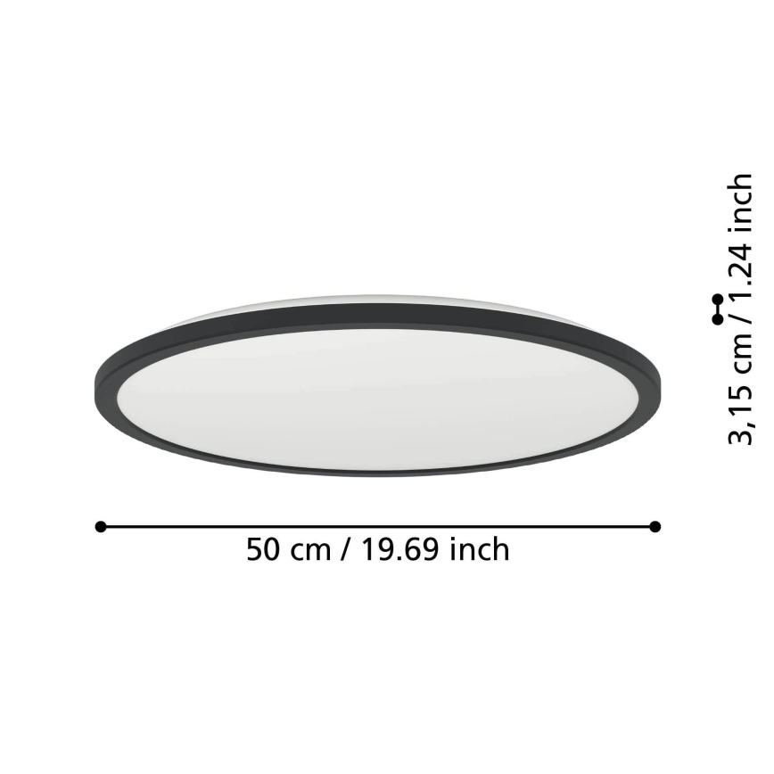 Eglo - LED RGBW Plafon łazienkowy ściemnialny LED/16,8W/230V 2700-6500K śr. 50 cm IP44 czarny ZigBee