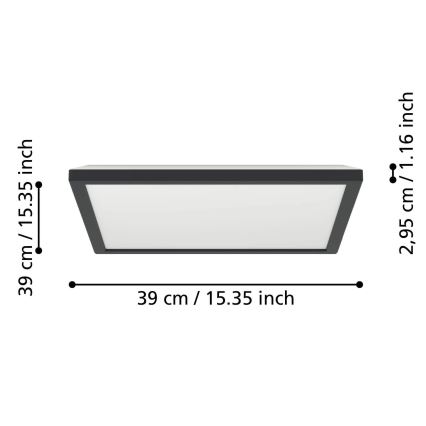 Eglo - LED RGBW Plafon łazienkowy ściemnialny LED/17,6W/230V 2700-6500K 39x39 cm IP44 czarny ZigBee