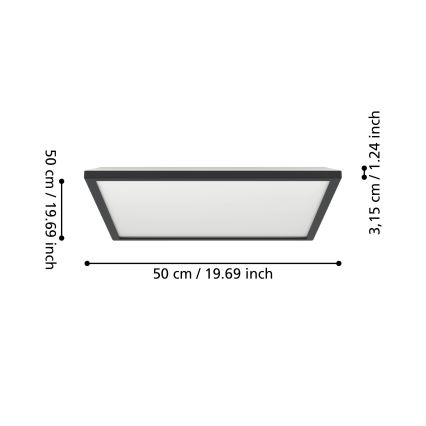 Eglo - LED RGBW Plafon łazienkowy ściemnialny LED/17W/230V 2700-6500K 50x50cm IP44 czarny ZigBee