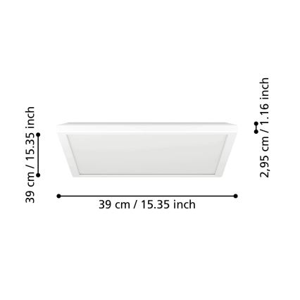 Eglo - LED RGBW Plafon łazienkowy ściemnialny LED/17,6W/230V 2700-6500K 39x39 cm IP44 biały ZigBee
