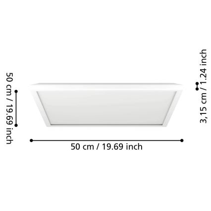 Eglo - LED RGBW Plafon łazienkowy ściemnialny LED/17W/230V 2700-6500K 50x50 cm IP44 biały ZigBee