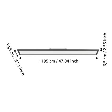 Eglo - Natynkowy panel LED/28W/230V 2700/4000/6500K 120x15 cm czarny