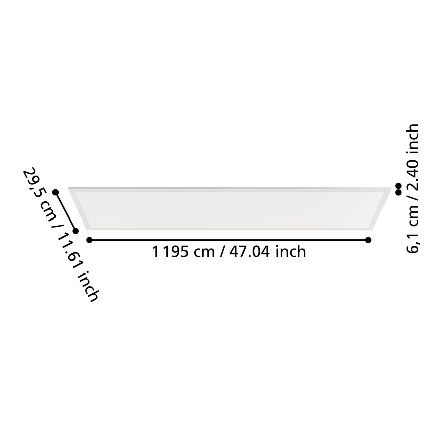 Eglo - Natynkowy panel LED, 33 W, 230 V, 2700/4000/6500 K, 120 x 30 cm, biały