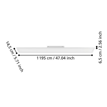 Eglo - LED Ściemnialny przysufitowy panel LED/28,3W/230V 2700-6500K 120x15 cm biały + pilot zdalnego sterowania