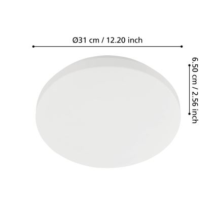 Eglo - LED oprawa sufitowa do łazienki z czujnikiem ruchu i zmierzchu LED/18W/230V Ø 31 cm IP54 biała