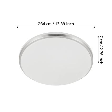 Eglo - Plafon łazienkowy LED/18W/230V 3000/4000/6500K śr. 34 cm IP54 matowy chrom