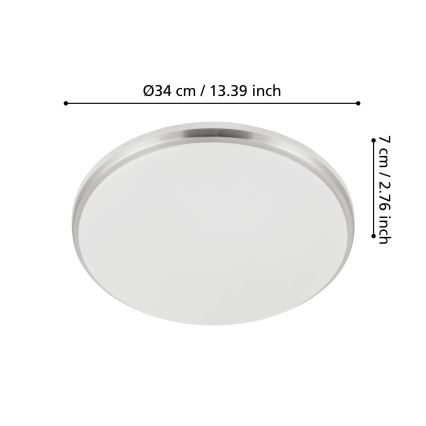 Eglo - LED Łazienkowa oprawa sufitowa LED/18W/230V 3000/4000/6500K IP54 matowy chrom
