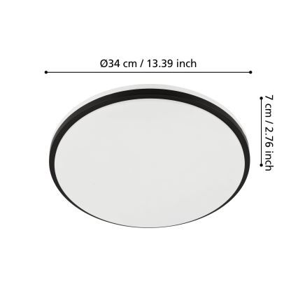 Eglo - LED plafon łazienkowy LED/18W/230V 3000/4000/6500K IP54 czarny