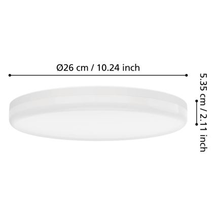 Eglo - Plafon łazienkowy LED/16,5W/230V 2700/4000/6500K śr. 26 cm IP54 biały