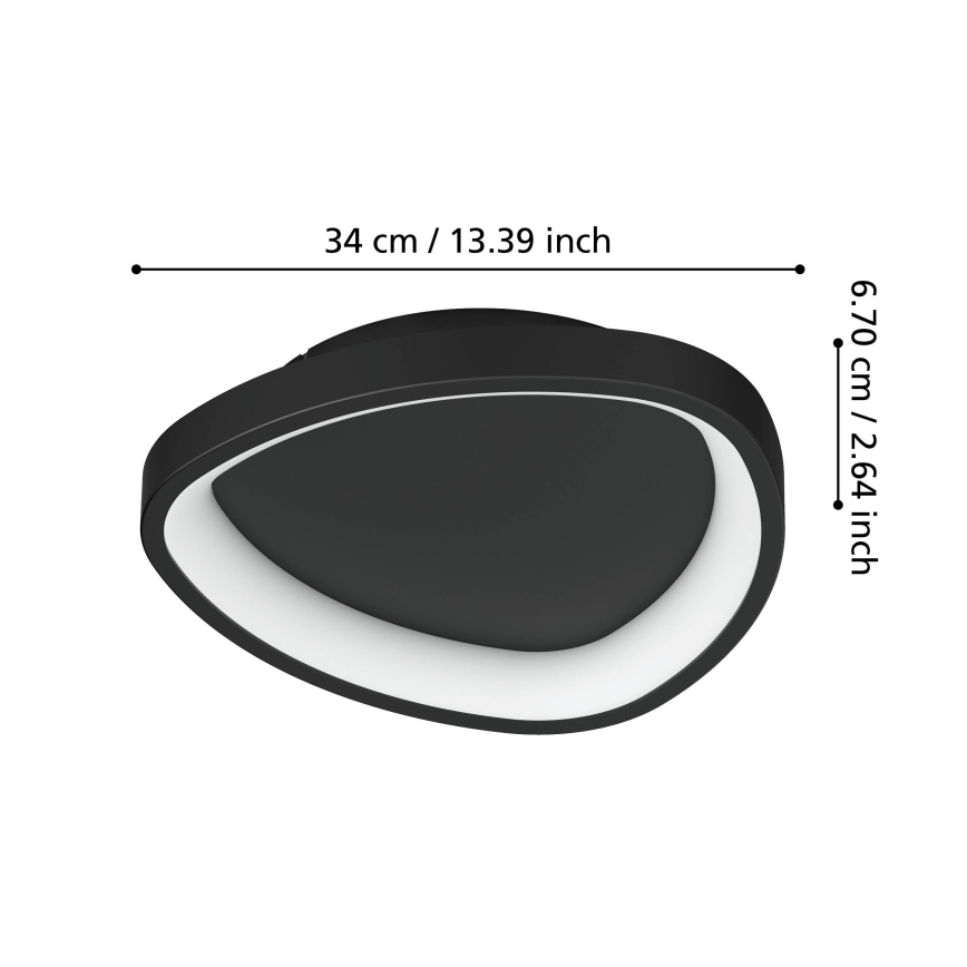 Eglo - LED Plafon ściemnialny LED/12W/230V 2700-6500K czarny + pilot zdalnego sterowania
