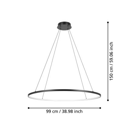Eglo - LED Żyrandol ściemnialny na lince LED/40W/230V 2700-6500K czarny + pilot zdalnego sterowania