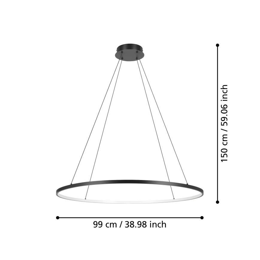 Eglo - LED Żyrandol ściemnialny na lince LED/40W/230V 2700-6500K czarny + pilot zdalnego sterowania