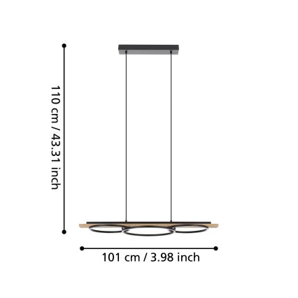 Eglo - LED Żyrandol ściemnialny na lince 2xLED/12,5W/230V+1xLED/15,5W 3000K beżowy/czarny