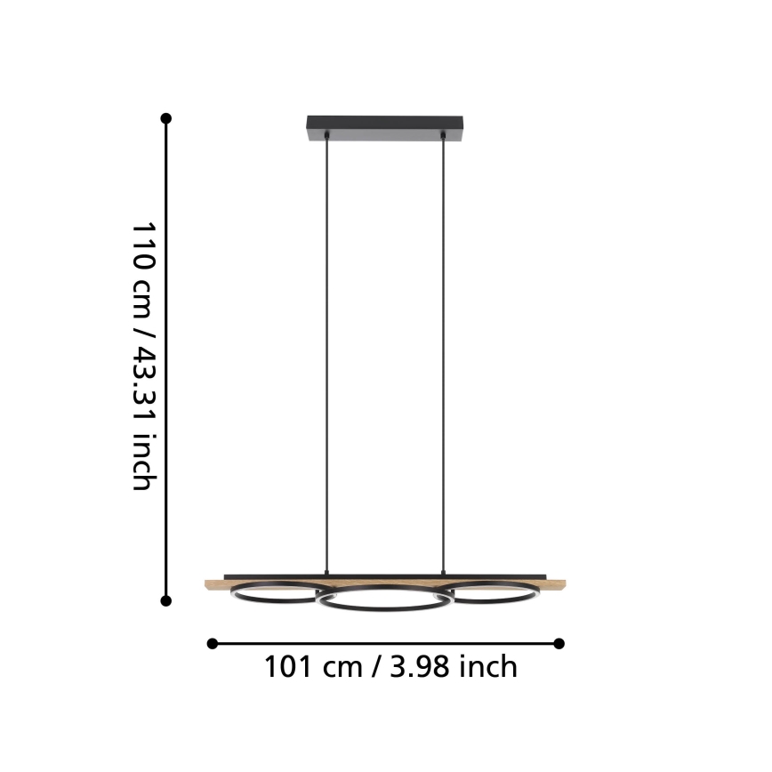 Eglo - LED Żyrandol ściemnialny na lince 2xLED/12,5W/230V+1xLED/15,5W 3000K beżowy/czarny
