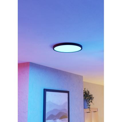 Eglo - LED RGBW ściemnialny plafon łazienkowy LED/17,5W/230V 2700-6500K śr. 39,9 cm IP44 czarny