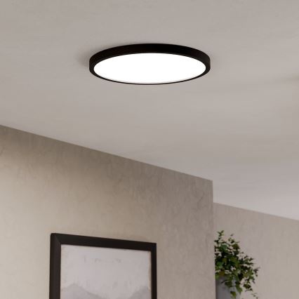 Eglo - Ściemnialna lampa sufitowa łazienkowa LED RGBW, 17,5 W, 230 V, 2700–6500 K, śr. 38,9 cm, IP44, czarna