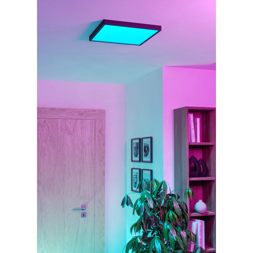 Eglo - LED RGBW ściemnialny plafon łazienkowy LED/17,8W/230V 2700-6500K Ø 39,9 cm IP44 czarny
