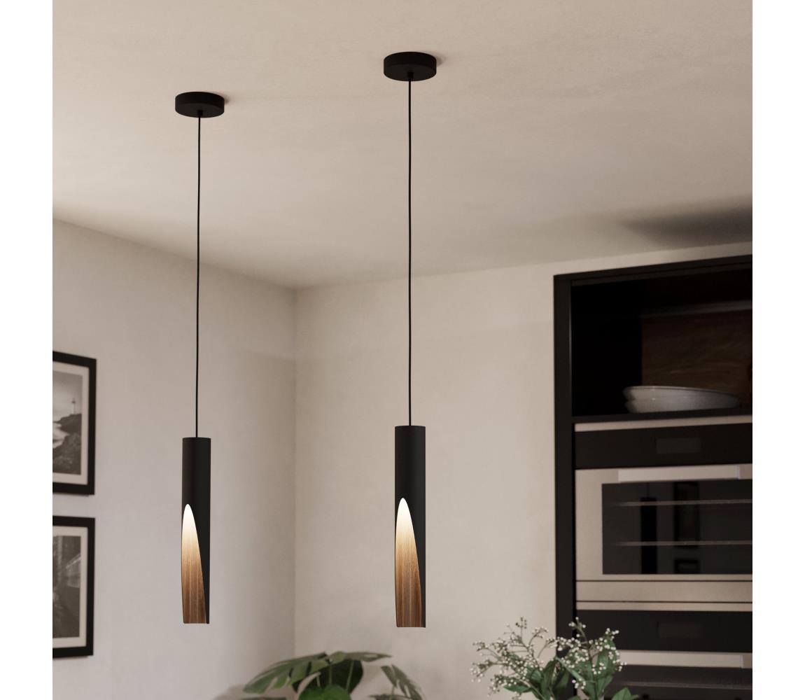 Eglo 901732 - LED Żyrandol na lince BARBOTTO 1xGU10/4,5W/230V 3000K czarny/brązowy