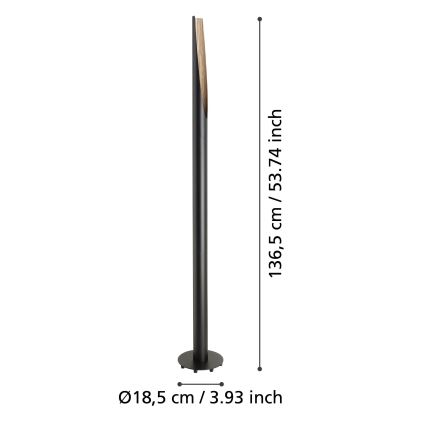 Eglo 901735 - LED Lampa podłogowa BARBOTTO 1xGU10/4,5W/230V 3000K czarna/brązowa