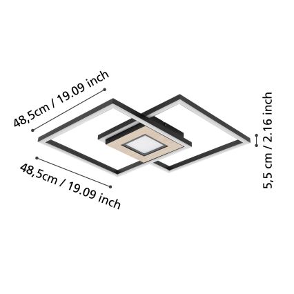 Eglo - ściemnialna lampa sufitowa LED 2xLED/17W/230V +LED/4,2W 2700-6500K + pilot zdalnego sterowania