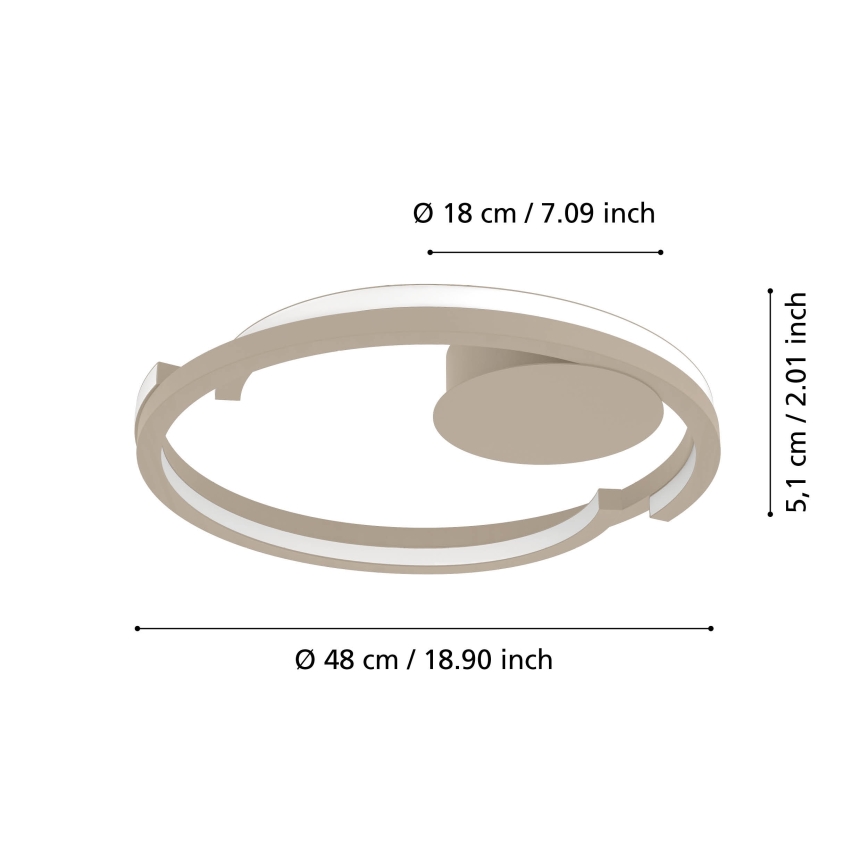 Eglo - Ściemnialna lampa sufitowa LED 2xLED/20W/230V 2700–6500K, średnica 48 cm, beżowa + pilot zdalnego sterowania