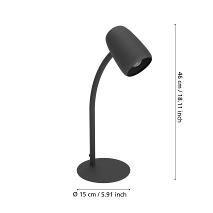 Eglo - Lampa stołowa 1xE14/18W/230V czarna