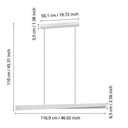 Eglo - LED RGBW ściemnialny żyrandol na linkach LED/19W/230V 2700-6500K szary