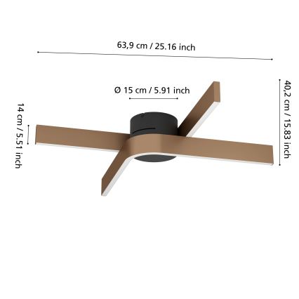 Eglo - Ściemnialna oprawa sufitowa LED RGBW 2xLED/18W/230V 2700-6500K miedziana/czarna