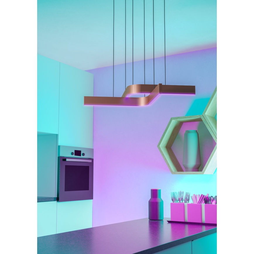 Eglo - LED RGBW ściemnialny żyrandol na linkach 2xLED/18W/230V miedziany/czarny