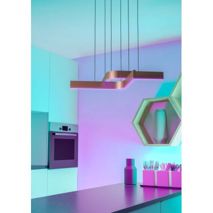 Eglo - LED RGBW ściemnialna lampa wisząca na lince 2xLED/18W/230V miedziano-czarna