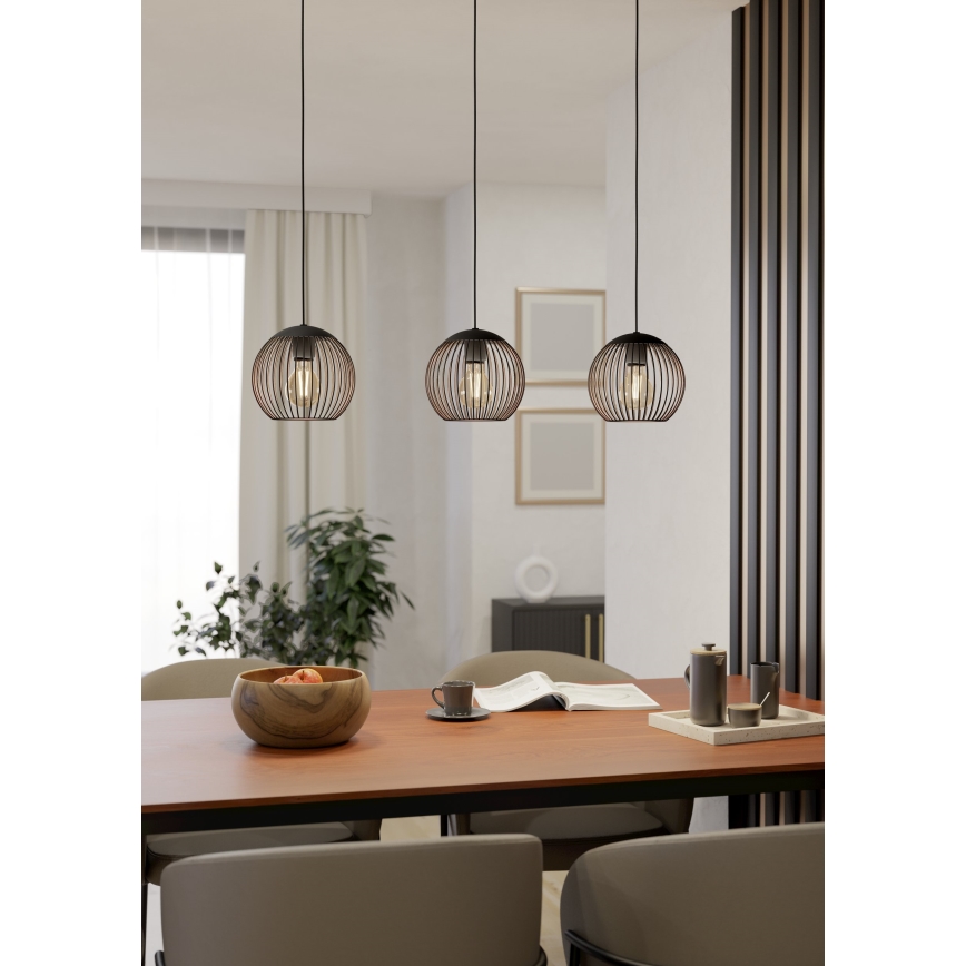 Eglo - żyrandol wiszący na lince 3xE27/60W/230V czarny