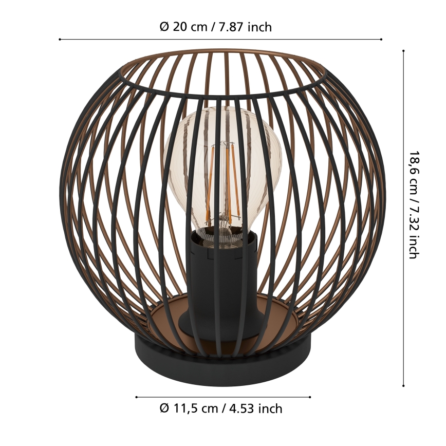 Eglo - Lampa stołowa 1xE27/60W/230V czarna
