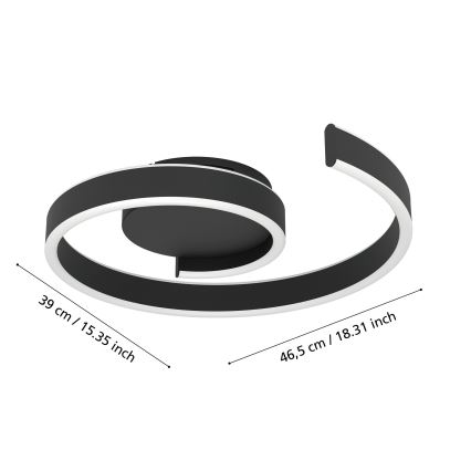 Eglo - LED Ściemnialna lampa sufitowa LED/37W/230V 3000-6500K czarna