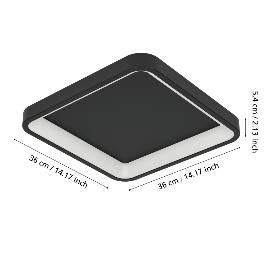 Eglo - LED RGBW ściemnialna oprawa sufitowa LED/20W/230V 2700-6500K 35x35 cm czarna