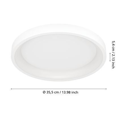 Eglo - LED RGBW Ściemnialna oprawa sufitowa LED/19,6W/230V 2700-6500K śr. 35 cm biała