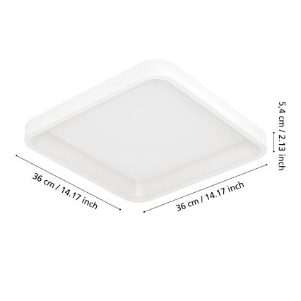 Eglo - LED RGBW ściemnialna lampa sufitowa LED/20W/230V 2700-6500K 35x35 cm biała
