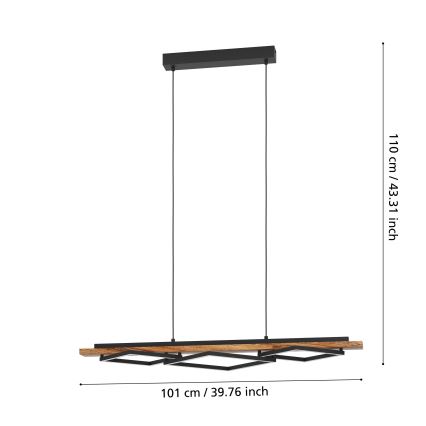 Eglo - Żyrandol LED ściemnialny na lince 2xLED/13W/230V + LED/16W czarny/brązowy