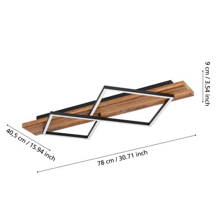 Eglo - Oprawa sufitowa LED/13W/230V + LED/15W czarny/brązowy